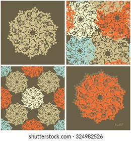 Seamless set and abstract elements vector texture in gentle colors