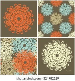Seamless set and abstract elements vector texture in gentle colors