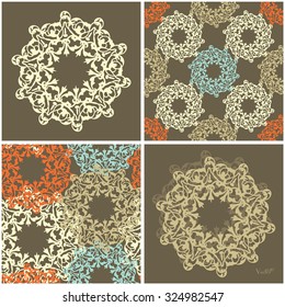 Seamless set and abstract elements vector texture in gentle colors