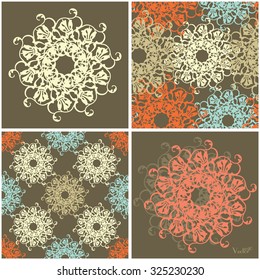Seamless set and abstract elements vector texture in gentle colors