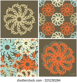 Seamless set and abstract elements vector texture in gentle colors