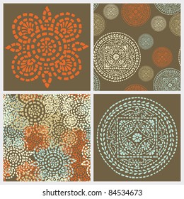 Seamless set and abstract elements vector texture in gentle colors