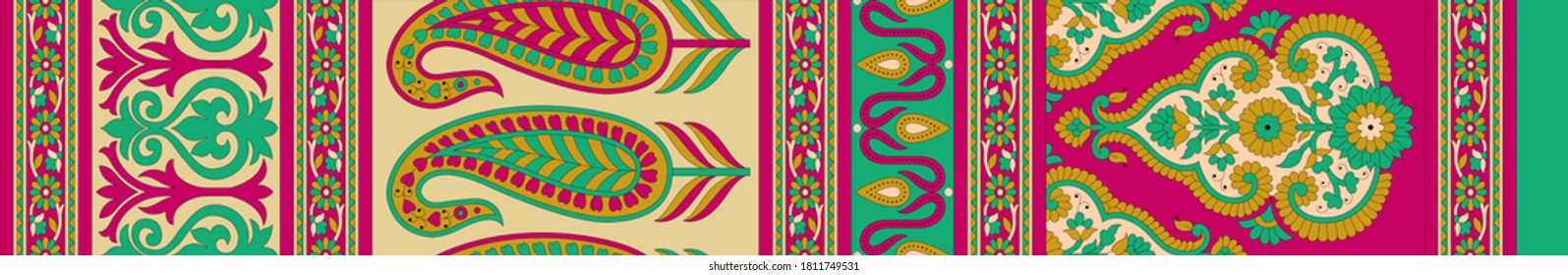 Seamless set of border pattern with background