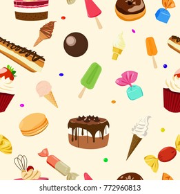 
seamless set of cake, candy, ice cream and other sweets
