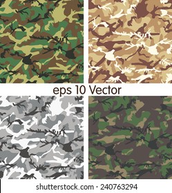 Seamless set of camouflage pattern vector 