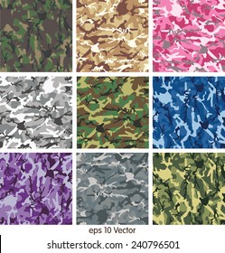 Seamless set of camouflage pattern vector