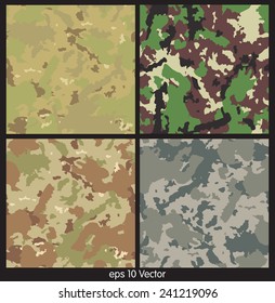 Seamless set of camouflage pattern vector