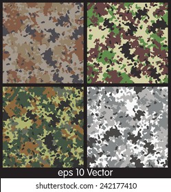 Seamless set of camouflage pattern vector