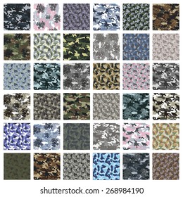 Seamless set of camouflage pattern vector