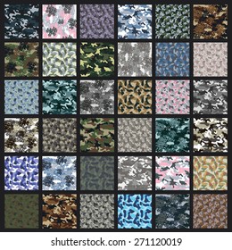 Seamless set of camouflage pattern vector