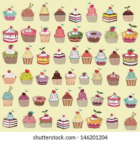 seamless set of cup cakes