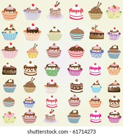 seamless set of cup cakes