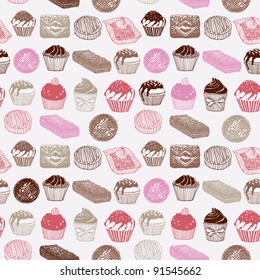 seamless set of cup cakes