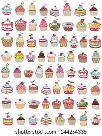 seamless set of cup cakes- VECTOR