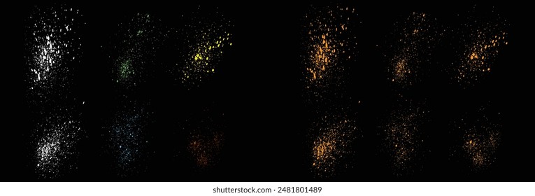 Seamless set of dirty artistic white, green, blue, red, yellow color  vector paint brush stroke design