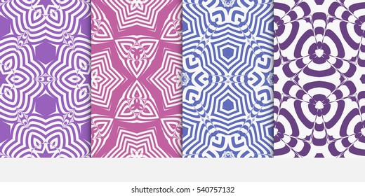 Seamless set floral pattern. vector illustration. purple color. For design, wallpaper, background fills, fill, card, banner, flyer. Ethnic ornament