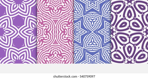 Seamless set floral pattern. vector illustration. purple color. For design, wallpaper, background fills, fill, card, banner, flyer. Ethnic ornament