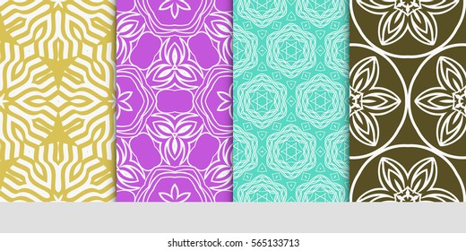 Seamless set floral pattern. vector illustration. For design, wallpaper, background fills, fill, card, banner, flyer. Ethnic ornament