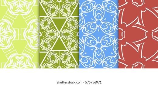 Seamless set floral pattern. vector illustration. For design, wallpaper, background fills, fill, card, banner, flyer. Ethnic ornament