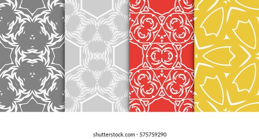 Seamless set floral pattern. vector illustration. For design, wallpaper, background fills, fill, card, banner, flyer. Ethnic ornament