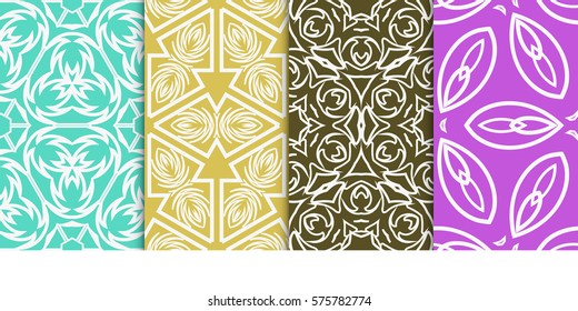 Seamless set floral pattern. vector illustration. For design, wallpaper, background fills, fill, card, banner, flyer. Ethnic ornament