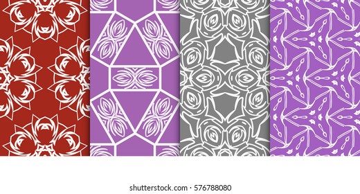 Seamless set floral pattern. vector illustration. For design, wallpaper, background fills, fill, card, banner, flyer. Ethnic ornament