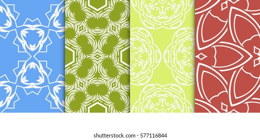 Seamless set floral pattern. vector illustration. For design, wallpaper, background fills, fill, card, banner, flyer. Ethnic ornament