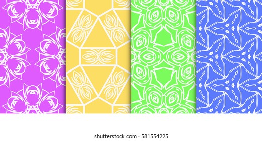 Seamless set floral pattern. vector illustration. For design, wallpaper, background fills, fill, card, banner, flyer. Ethnic ornament