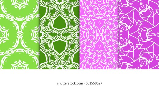 Seamless set floral pattern. vector illustration. For design, wallpaper, background fills, fill, card, banner, flyer. Ethnic ornament