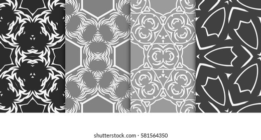 Seamless set floral pattern. vector illustration. For design, wallpaper, background fills, fill, card, banner, flyer. Ethnic ornament