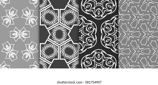 Seamless set floral pattern. vector illustration. For design, wallpaper, background fills, fill, card, banner, flyer. Ethnic ornament