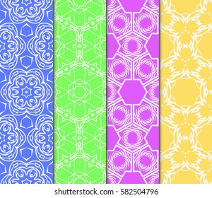 Seamless set floral pattern. vector illustration. For design, wallpaper, background fills, fill, card, banner, flyer. Ethnic ornament