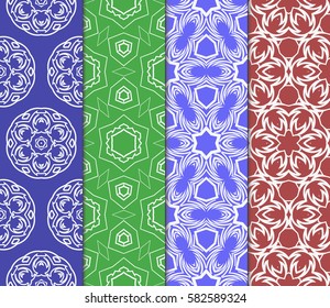 Seamless set floral pattern. vector illustration. For design, wallpaper, background fills, fill, card, banner, flyer. Ethnic ornament