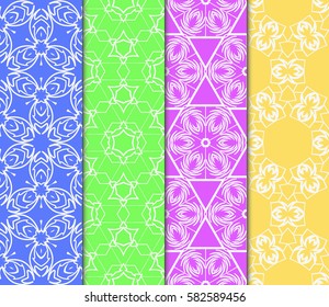 Seamless set floral pattern. vector illustration. For design, wallpaper, background fills, fill, card, banner, flyer. Ethnic ornament