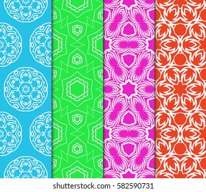 Seamless set floral pattern. vector illustration. For design, wallpaper, background fills, fill, card, banner, flyer. Ethnic ornament