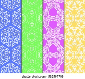 Seamless set floral pattern. vector illustration. For design, wallpaper, background fills, fill, card, banner, flyer. Ethnic ornament