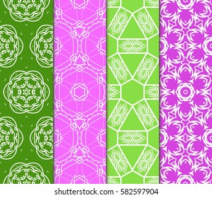 Seamless set floral pattern. vector illustration. For design, wallpaper, background fills, fill, card, banner, flyer. Ethnic ornament