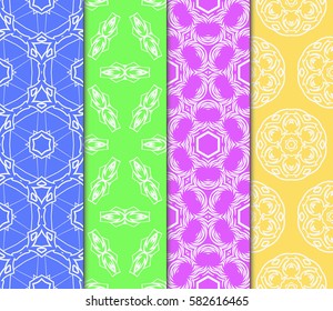 Seamless set floral pattern. vector illustration. color. For design, wallpaper, background fills, fill, card, banner, flyer. Ethnic ornament