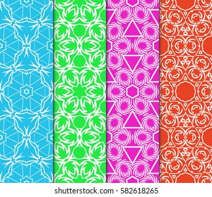 Seamless set floral pattern. vector illustration. color. For design, wallpaper, background fills, fill, card, banner, flyer. Ethnic ornament