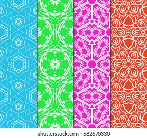 Seamless set floral pattern. vector illustration. color. For design, wallpaper, background fills, fill, card, banner, flyer. Ethnic ornament