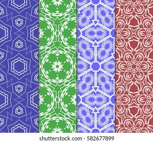 Seamless set floral pattern. vector illustration. color. For design, wallpaper, background fills, fill, card, banner, flyer. Ethnic ornament