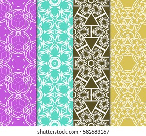 Seamless set floral pattern. vector illustration. color. For design, wallpaper, background fills, fill, card, banner, flyer. Ethnic ornament