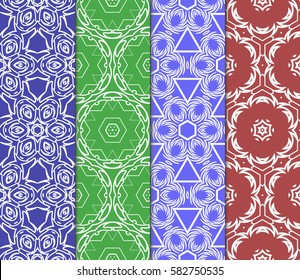 Seamless set floral pattern. vector illustration. For design, wallpaper, background fills, fill, card, banner, flyer. Ethnic ornament