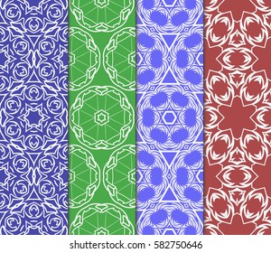 Seamless set floral pattern. vector illustration. For design, wallpaper, background fills, fill, card, banner, flyer. Ethnic ornament