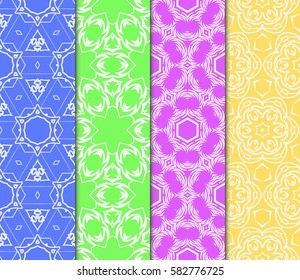 Seamless set floral pattern. vector illustration. color. For design, wallpaper, background fills, fill, card, banner, flyer. Ethnic ornament