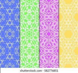 Seamless set floral pattern. vector illustration. color. For design, wallpaper, background fills, fill, card, banner, flyer. Ethnic ornament