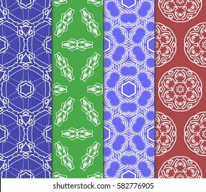 Seamless set floral pattern. vector illustration. color. For design, wallpaper, background fills, fill, card, banner, flyer. Ethnic ornament