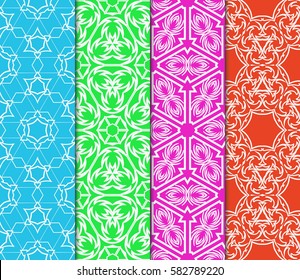 Seamless set floral pattern. vector illustration. color. For design, wallpaper, background fills, fill, card, banner, flyer. Ethnic ornament