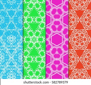 Seamless set floral pattern. vector illustration. color. For design, wallpaper, background fills, fill, card, banner, flyer. Ethnic ornament