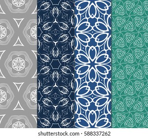 Seamless set floral pattern. vector illustration. For design, wallpaper, background fills, fill, card, banner, flyer. Ethnic ornament